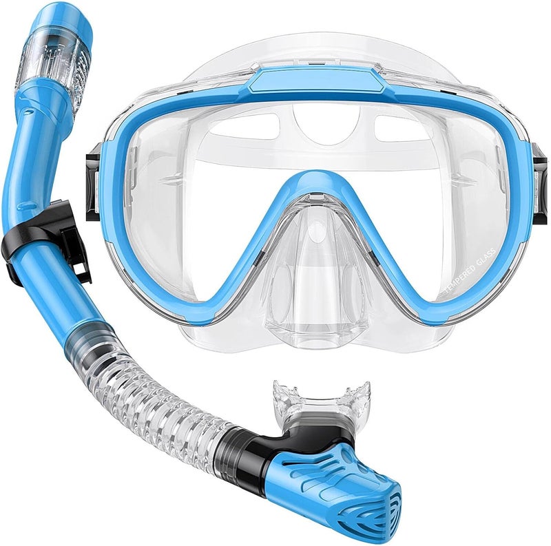 Seovediary Snorkel Set Adults Snorkeling Gear Anti-Fog Panoramic View Swim Mask Dry Top Snorkel Kit with Carry Bag for Snorkeling Scuba Diving Swimming Travel - Image 1